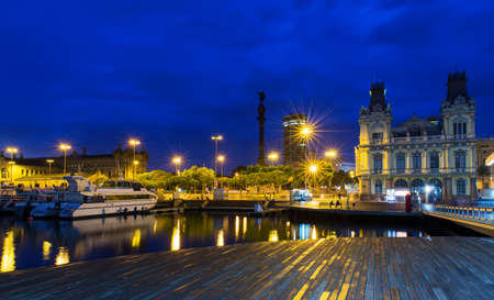 Night view of Port  in Barcelona Spain の写真素材