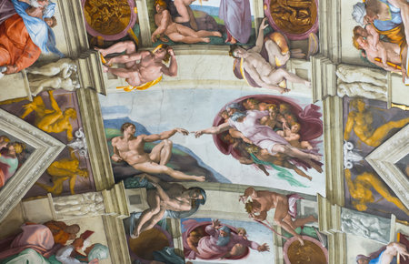 Fresco on the ceiling in the Vatican Museums, Romeのeditorial素材
