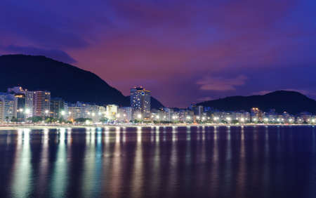 Night view of Copacabana beach in Rio de Janeiro