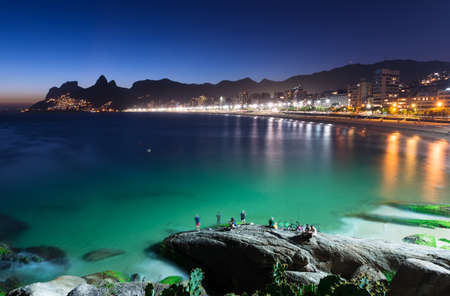 Night view of Ipanema in Rio de Janeiro, Brazilの写真素材