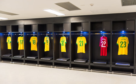 Uniform of Brazil national football team in Maracana Stadium, Rio de Janeiroのeditorial素材