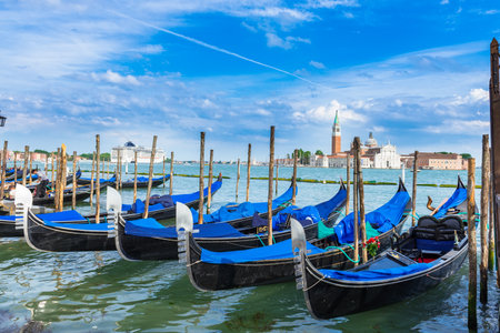 Gondolas moored by San Marco square, Veniceのeditorial素材