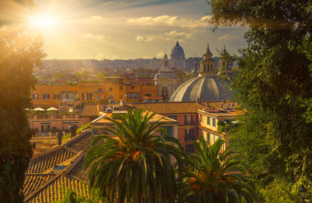 Aerial view of Rome and St Peter basilica, Italyの写真素材