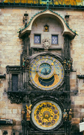 Astronomical Clock Orloj in the Old Square of Prague. Czech Republicの写真素材