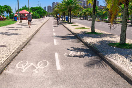 Bike path of seafront in Barra da Tijuca, Rio de Janeiro. Brazilの写真素材