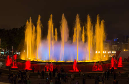 Famous Montjuic Fountain in Barcelona, Spainの写真素材