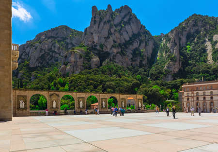 Benedictine abbey Santa Maria de Montserrat, which hosts the Virgin of Montserrat sanctuary near...