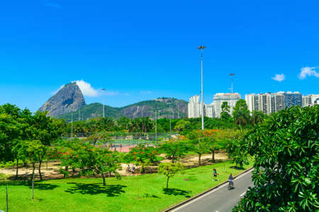 Flamengo and mountain Sugar Loaf and Urca in Rio de Janeiro. Brazilの写真素材