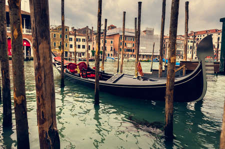 Grand Canal with gondola in Venice. Italyの写真素材