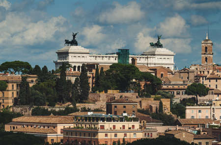 Aerial view of Rome and Monument Vittorio Emanuele II (Altar Fatherland), Italyの写真素材