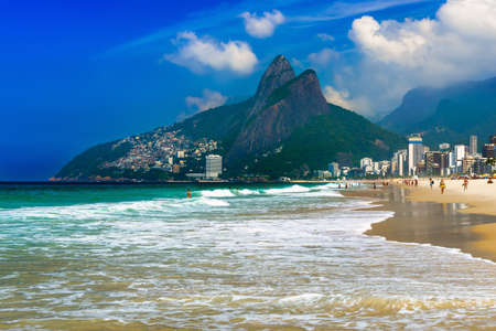 Ipanema and Leblon beach and mountain Dois Irmao (Two Brother) in Rio de Janeiro, Brazil