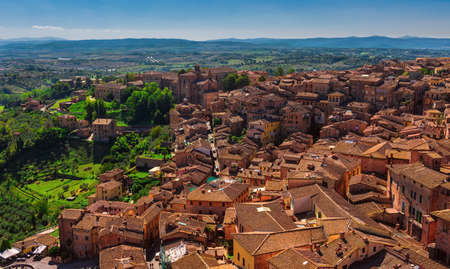 Aerial view of Siena, Tuscany, Italyの写真素材