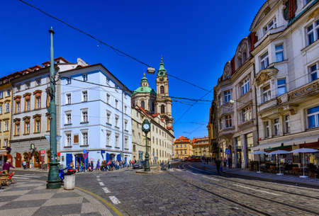 Old street of Mala Strana (Lesser Town of Prague) in Prague, Czech Republicの写真素材