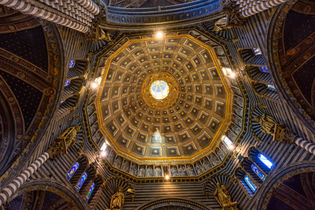 Siena, Italy - September 25, 2016: Dome of the Siena Cathedral (Duomo di Siena) is a medieval church in Siena, Italyのeditorial素材