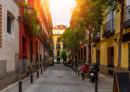 Old cozy street in Madrid. Spainの写真素材