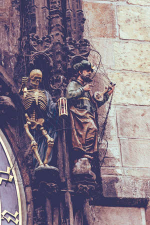Astronomical Clock Orloj in the Old Square of Prague. Czech Republicの写真素材
