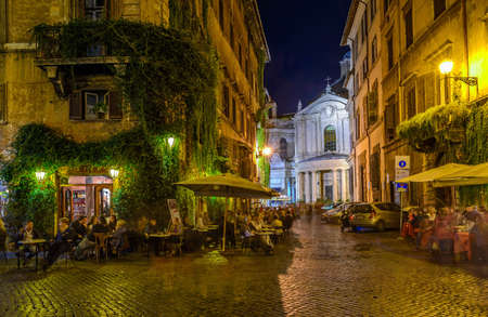 View of old cozy street in Rome, Italyの写真素材