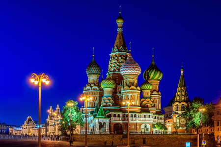 Night view of Saint Basil s Cathedral in Moscow. Russiaの写真素材