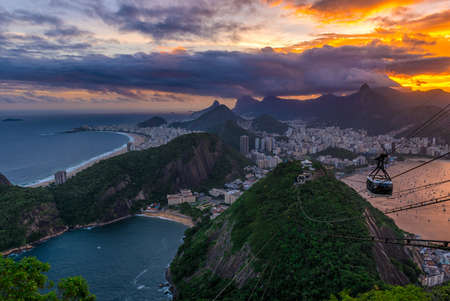 Sunset view of Copacabana,  Corcovado, Urca and Botafogo in Rio de Janeiro. Brazilの写真素材