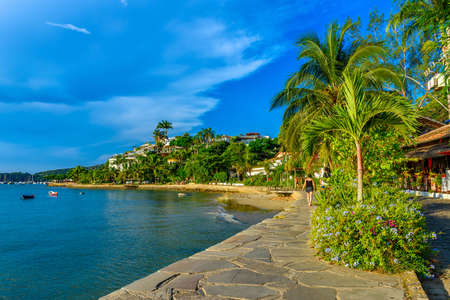 Seafront with palms in Buzios, Rio de Janeiro. Brazilの写真素材
