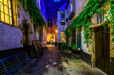 Old street of the historic city center of Antwerpen (Antwerp), Belgium. Cozy cityscape of Antwerp. Architecture and landmark of Antwerpenの写真素材