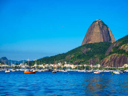The mountain Sugarloaf and Botafogo in Rio de Janeiro, Brazil. Sugarloaf is one of the main landmark of Rio de Janeiro. Skyline of rio de janeiroの写真素材