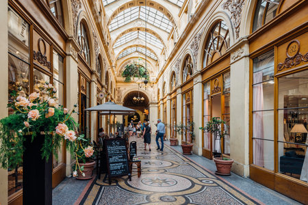 PARIS, FRANCE - MAY 27, 2017: The Galerie Vivienne is one of the covered passages of Paris, France. The gallery was built in 1823のeditorial素材