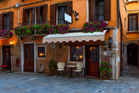 Old street in Venice, Italy. Architecture and landmark of Venice. Cozy cityscape of Venice.の写真素材