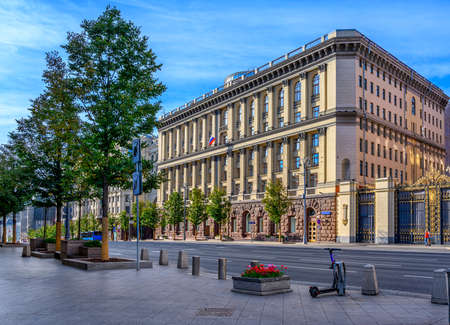 Tverskaya Street in Moscow, Russia. It is the main radial street of Moscow. Moscow architecture and landmark.の写真素材
