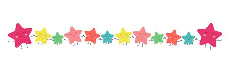 line stars holding hands. children. holidayのイラスト素材