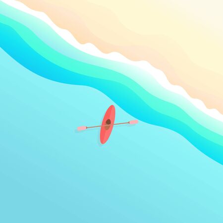 boat at sea. view from above. minimalism. beach, oceanのイラスト素材