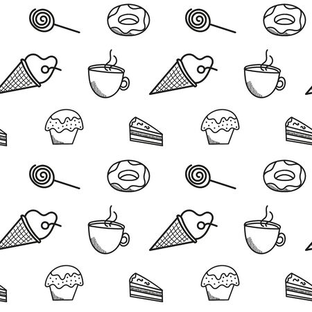 Coffee time, seamless pattern. fabric, wallpaperのイラスト素材