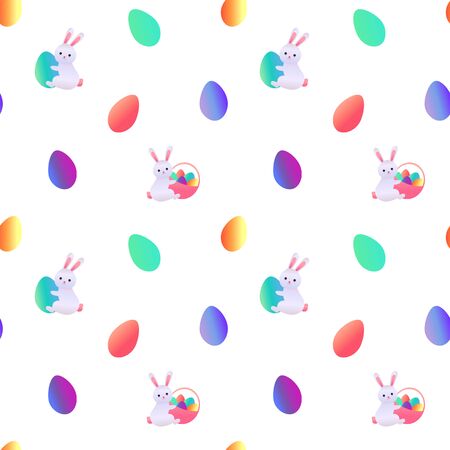 Seamless easter pattern. rabbits and eggsのイラスト素材