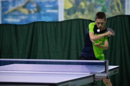 Russia, Anapa, August 29, 2019. Young athletes train at pitches for playing table tennis