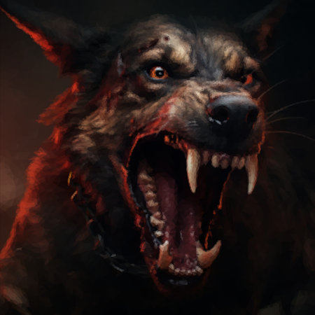 Muzzle of an angry dangerous dog that growls attacks