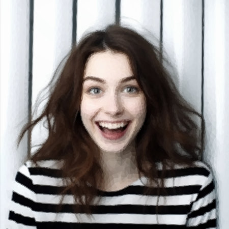 Portrait of a surprised, shocked woman who opened her mouth in surpriseの写真素材