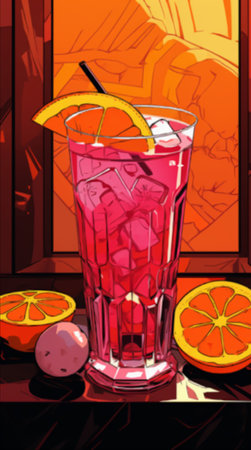 Iced cockleil at a bar on a hot summer eveningのイラスト素材