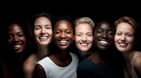 Many portraits of happy womenの写真素材