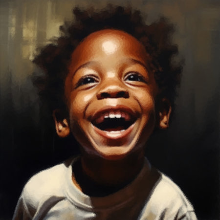 Little African American child laughing merrilyの写真素材