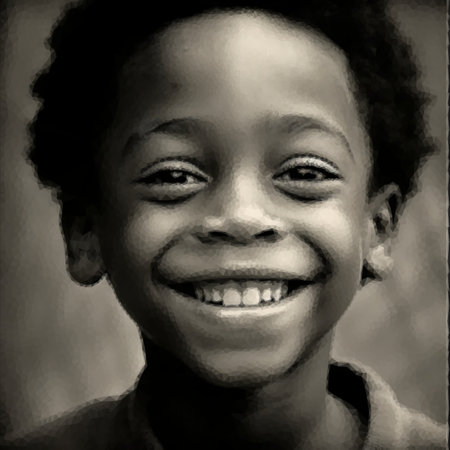 Little African American child laughing merrilyの写真素材