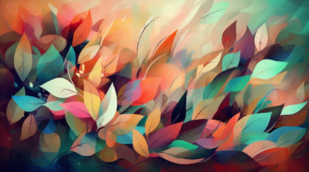 Polygonal image of colorful autumn foliage in the evening lightのイラスト素材