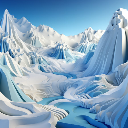 Image of snow-capped mountains and coniferous forest in winterの写真素材