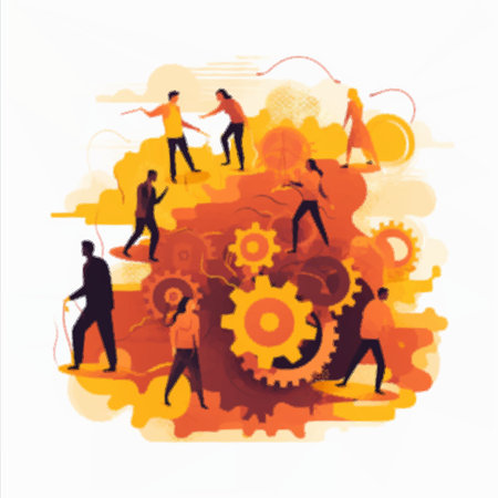 People do their thing in business. business mechanismの素材