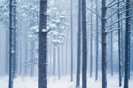 Winter forest covered with snowの素材