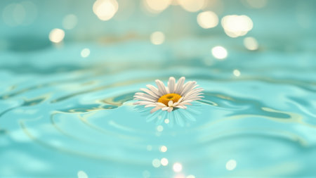 Chamomile flower floating in waterの素材