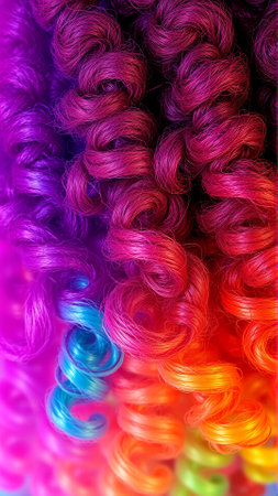 Curly hair texture. Bright pink, purple curly curlsの素材