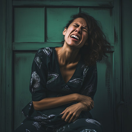 Severe abdominal pain in a womanの素材