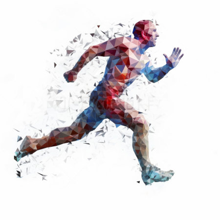 Polygonal image of a running athleteの素材