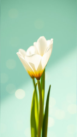Delicate spring flowers in backlit sunlight, blurred backgroundの素材