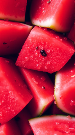 Slices of red ripe watermelonの素材